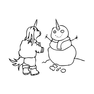 Unicorns Building a Snowman T-Shirt