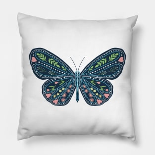 Folk Art Butterfly by MarcyBrennanArt Pillow