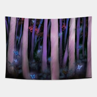 Purple Butterfly Enchanted Forest Tapestry