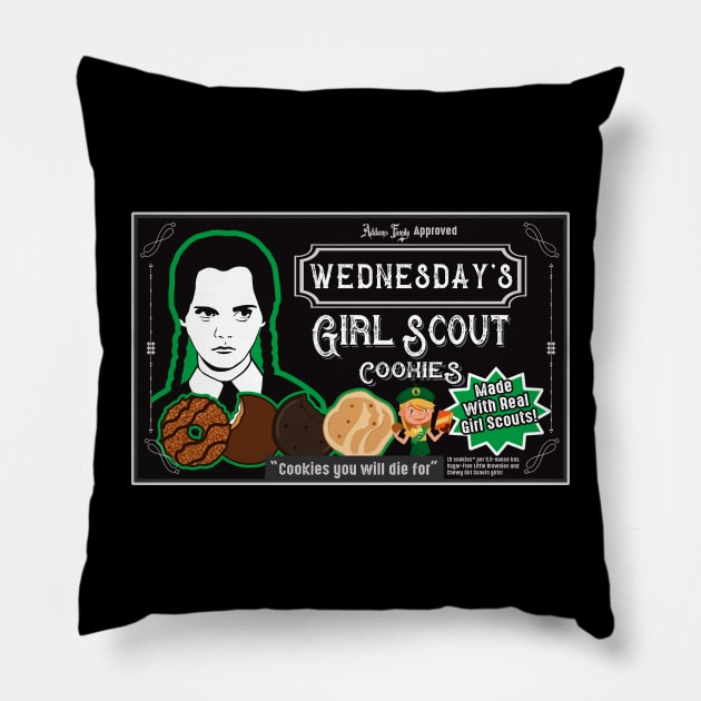 Wednesday's Girl Scout Cookies Pillow by Alema Art