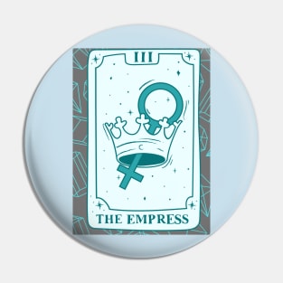 The Empress Tarot Card and Crystals Graphic Pin