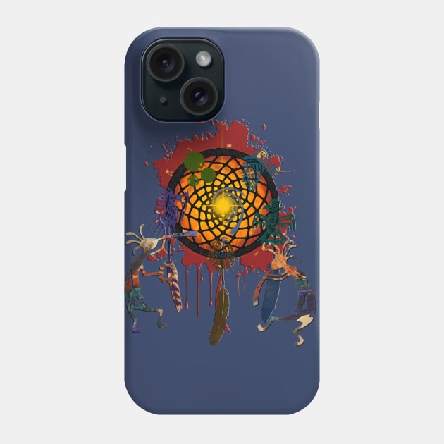 Kokopelli Musican Dreamcatcher Of Earth Phone Case by EDDArt