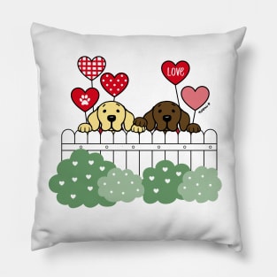 Two Labradors Watching Heart Balloons YC Pillow