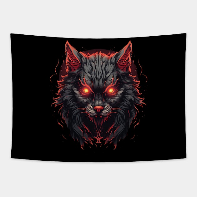 evil cat Tapestry by piratesnow