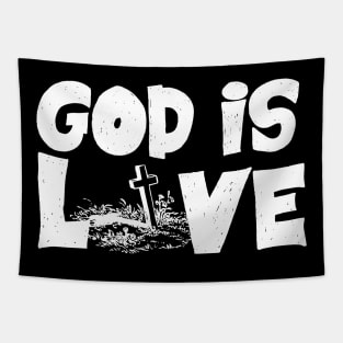 God Is Love With Cross Design Tapestry