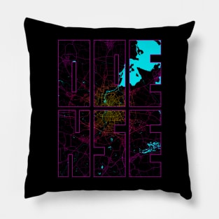 Odense, Denmark City Map Typography - Neon Pillow