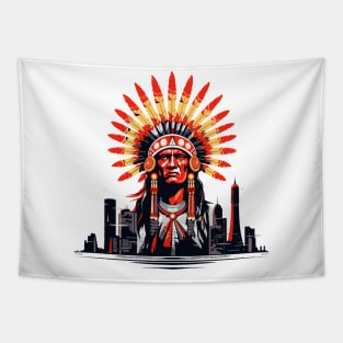 American Native Indian Chef In The Modern City Discovery Tapestry