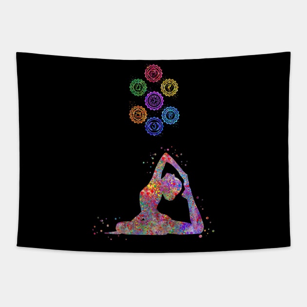 Yoga lady pose Tapestry by RosaliArt