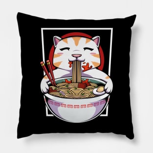 Cat - Cute Kawaii Noodle Soup Eating Kitty Pillow