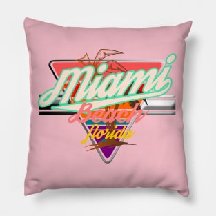 Miami Beach Florida Vintage Emblem logo nightclub Pillow