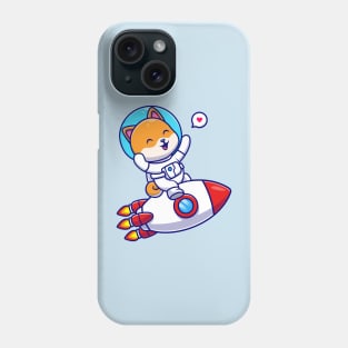 Cute Shiba Inu Dog Astronaut Riding Rocket Cartoon Phone Case