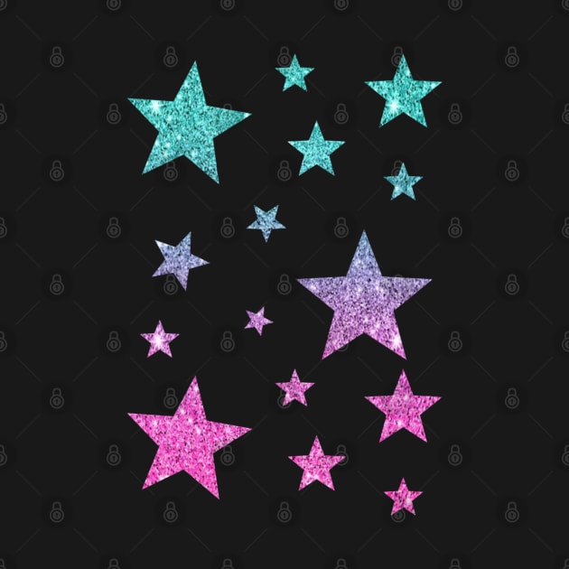 Pink Teal Ombre Faux Glitter Stars by Felicity-K