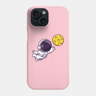 Astronaut Floating with Moon Cartoon Phone Case