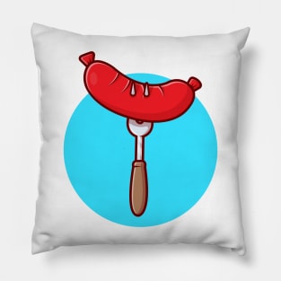 Sausage Cartoon Vector Icon Illustration Pillow