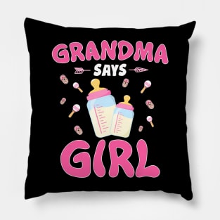 Grandma Says Girl Gender Reveal Pillow