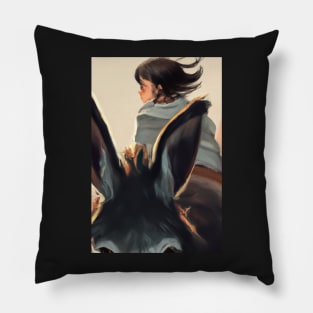 Girl on her Donkey Facing the Wrong Way Pillow