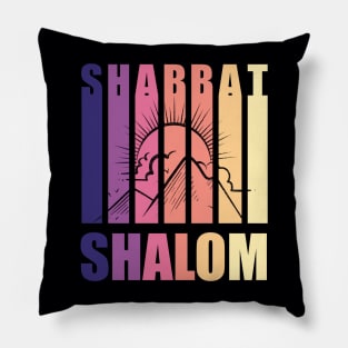 Shabbat Shalom Vintage Sunset Pillow