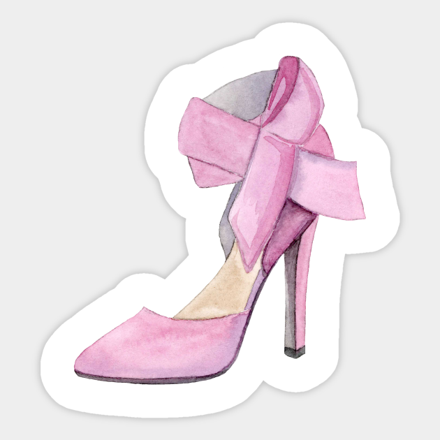 Pink high heel shoe with bow - Shoe - Sticker | TeePublic