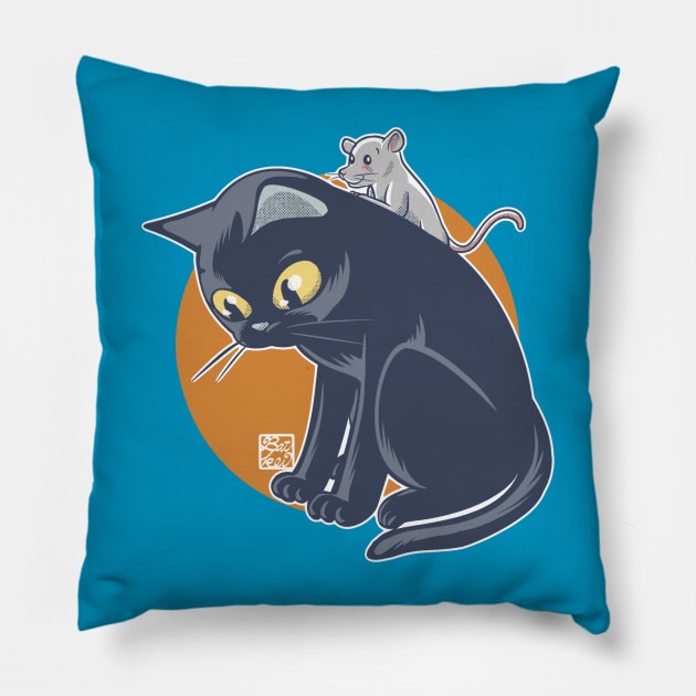 Back Of The Black Cat Pillow by BATKEI