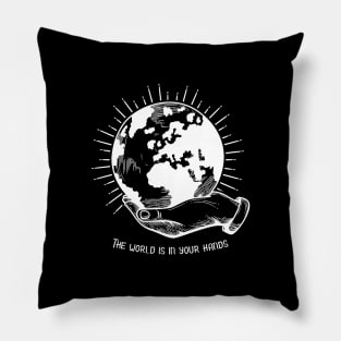 'The World Is In Your Hands' Food and Water Relief Shirt Pillow