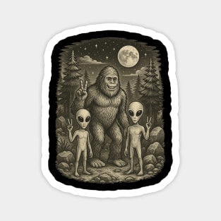 Peace Sign Bigfoot And Aliens Magnet