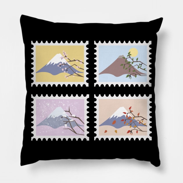 Mount Fuji - Four Seasons Pillow by CTstudio