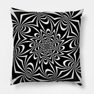 Black & White Goth Floral Flower Pillow