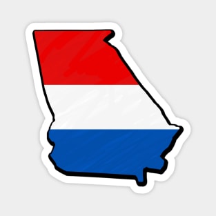 Red, White, and Blue Georgia Outline Magnet