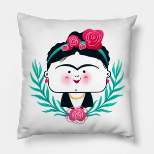 Cute and funny portrait of frida Pillow