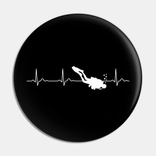 Diving Heartbeat Love Scuba Diver Gift Idea Pin