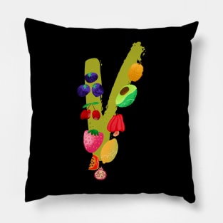 Vegan Fruit Letter Pillow