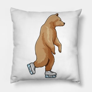 Bear at Ice skating with Ice skates Pillow