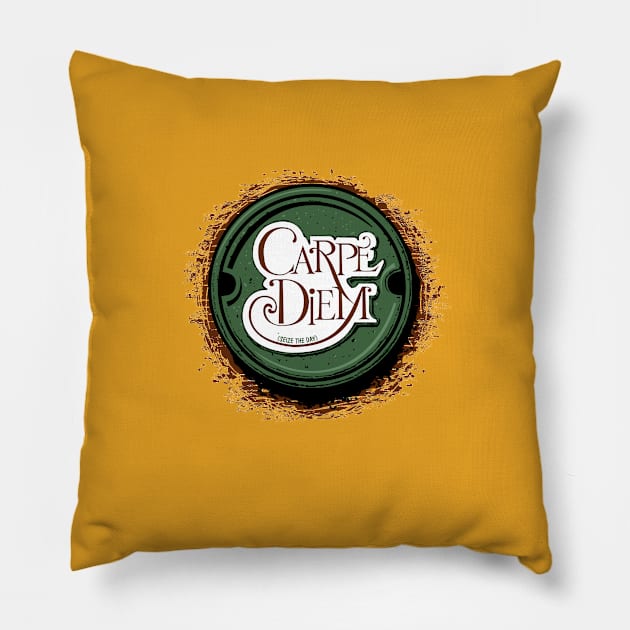 Carpe Diem_ Seize the Day Pillow by Lizarius4tees