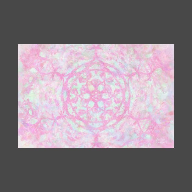 Dreamy Pink Mandala Mathematical Art Impressionist Painting by BonBonBunny