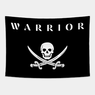 Warrior Warning Sign Skull Tapestry