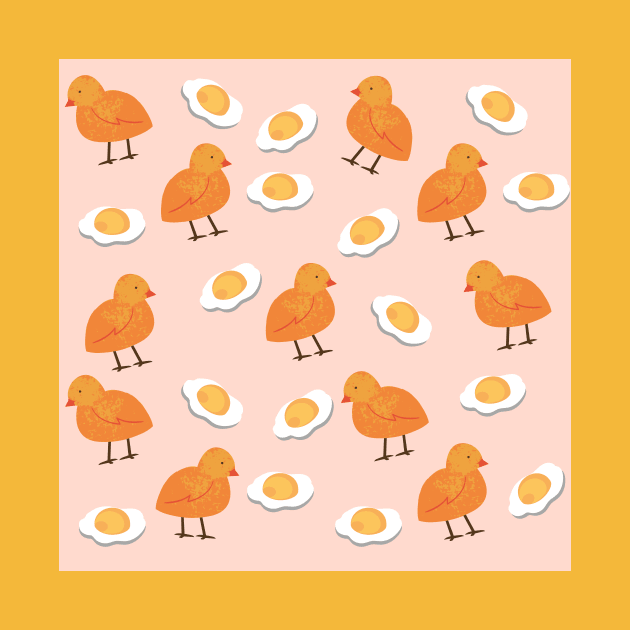 Cute Chicken and Egg Yolk Nursery Pattern by CONCEPTDVS