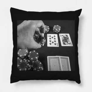 Betting on a hand of Texas Holdem Poker Pillow