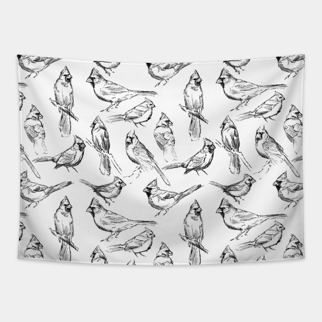 Cardinal Art Sketch Tapestry by RebeccaLatham