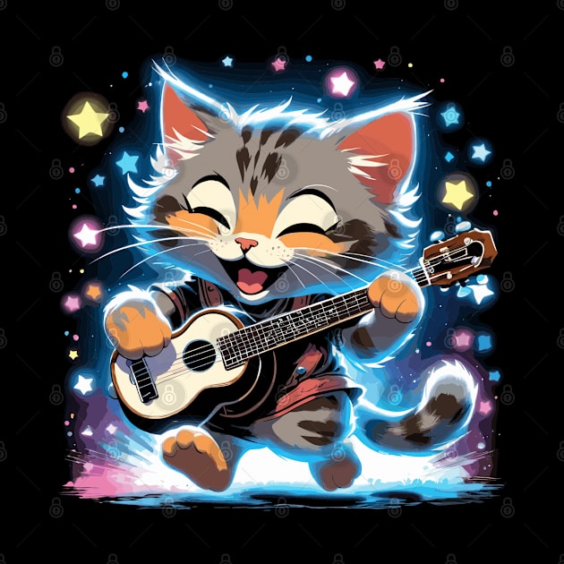 Grey dancing cat playing guitar by la chataigne qui vole ⭐⭐⭐⭐⭐