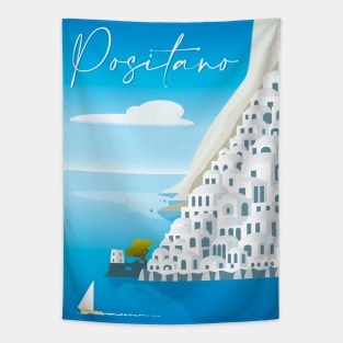 Positano Minimalistic Panorama Tapestry