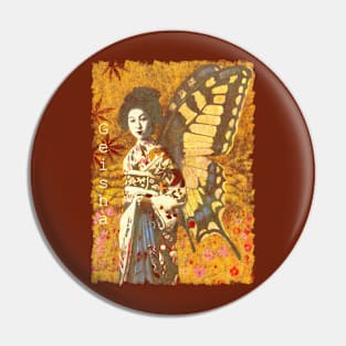 Vintage Geisha Butterfly Design Pin