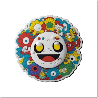 Takashi Murakami Flowers Happy Smile Flower posters Japan Kawaii Rainbow  Weekender Tote Bag