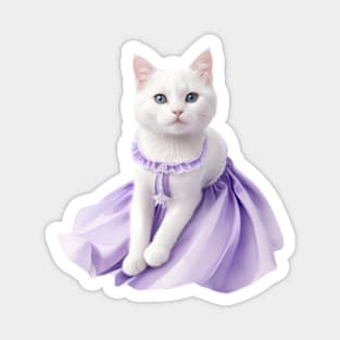 Beautiful cat wearing purple dress Magnet