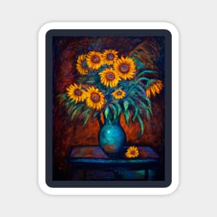 Pastel Painting - Sunflowers still life, impressionism Magnet