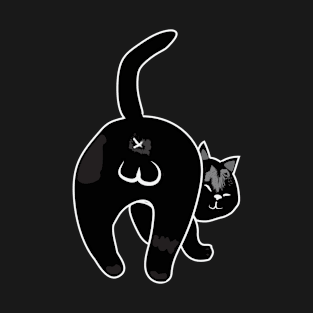 Funny Black Cat Butt T-Shirt