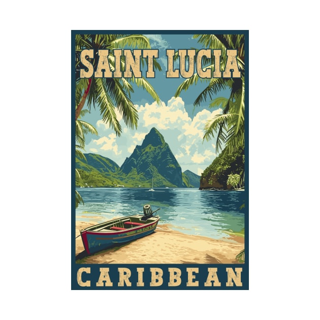 Saint Lucia Caribbean Tropical Paradise Travel Art by turtlestart