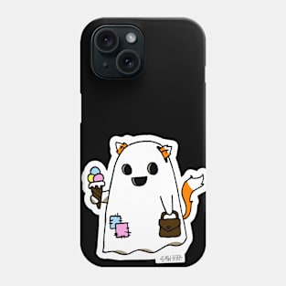 Cute little funny fox ghost cat tail eat ice cream Phone Case