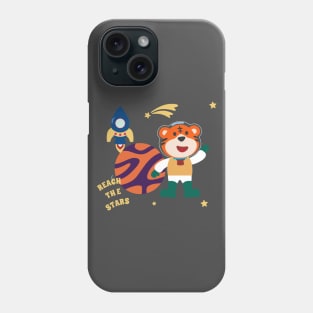 Space tiger or astronaut in a space suit with cartoon style Phone Case