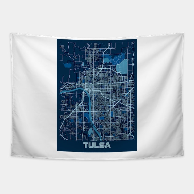 Tulsa - United States Peace City Map Tapestry by tienstencil