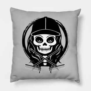 Landscaper Skull and Rakes Black Logo Pillow